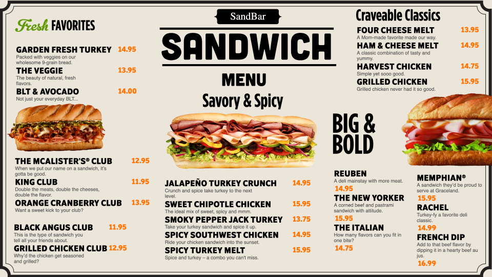 Sandwich Menu Template Design