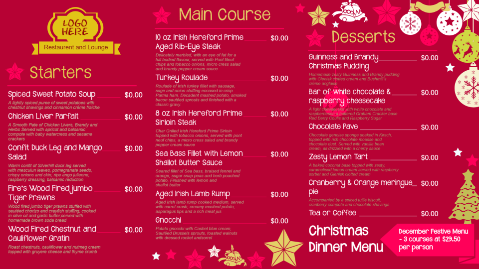 Restaurant menu design