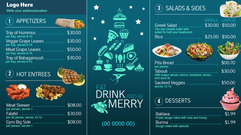 Catering menu boards