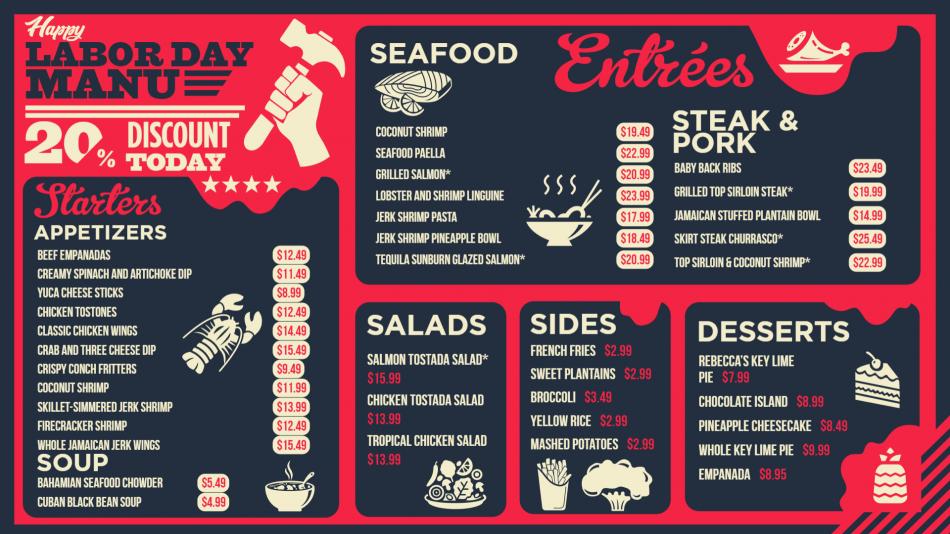 Customizable Labor Day Menu Templates