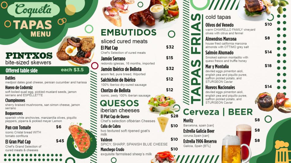 Simple Tapas Menu