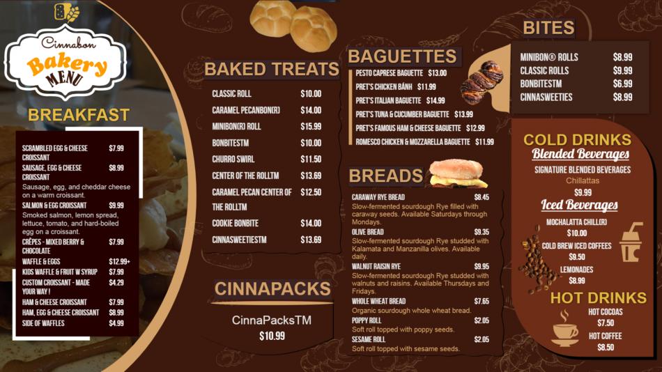 Simple Bakery Menu