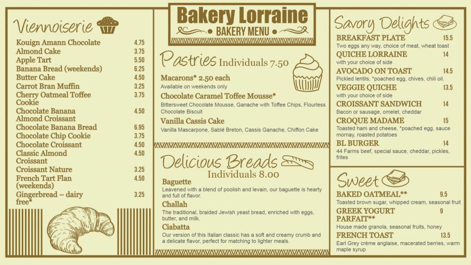 Bakery Menu Design