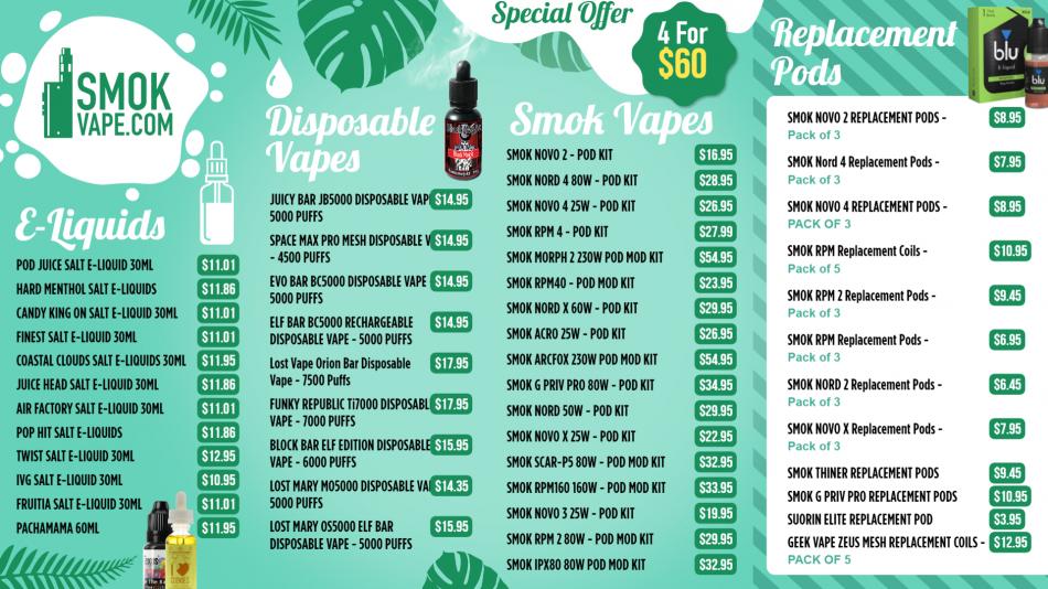 Vape Menu Design