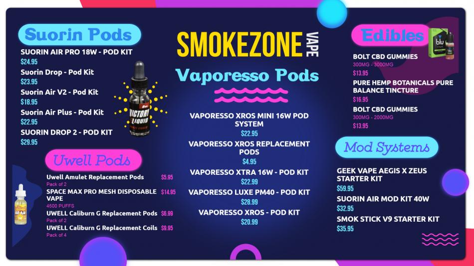 Free Vape menu Template