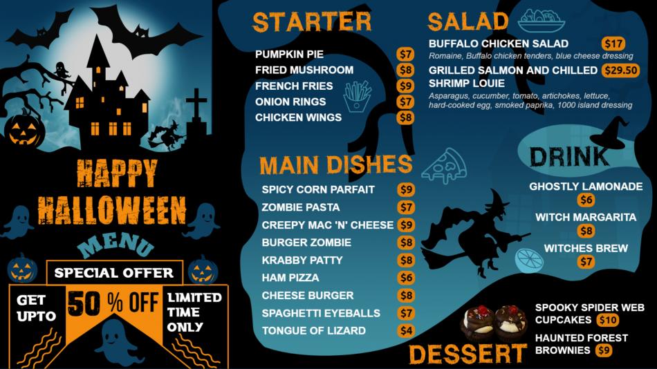 Halloween Day Menu Design idea