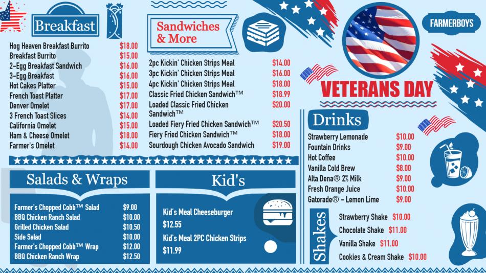 Veterans Day Menuboard Design