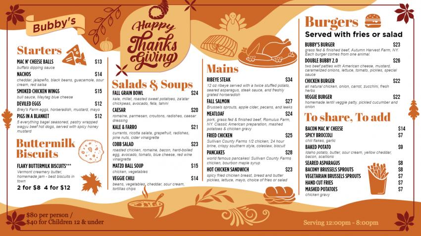 Thanksgiving Day Menu