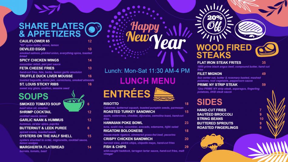 Creative New Year Menu Design