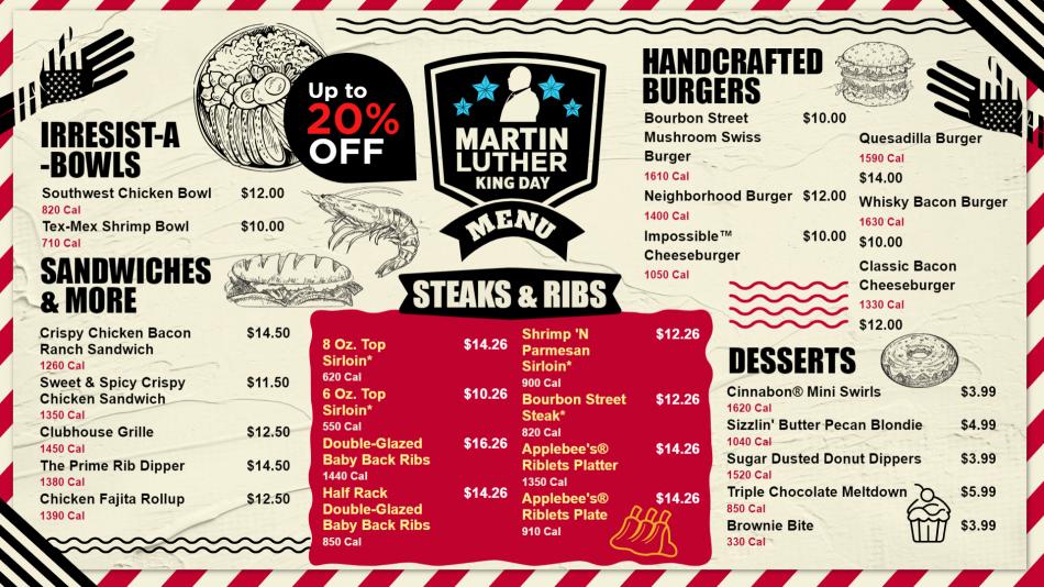 Editable Martin Luther King Jr Menu Deign