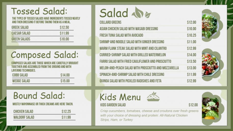 Salad Menu Board Design