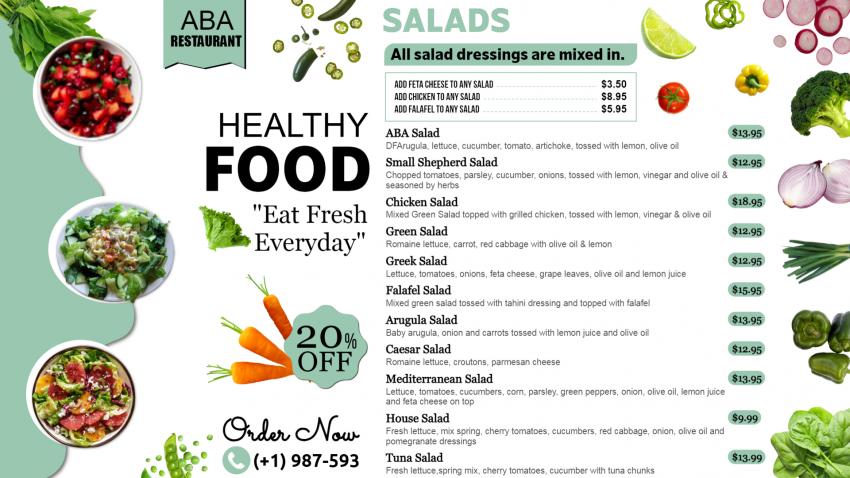 Salad Menu Board Creative Design