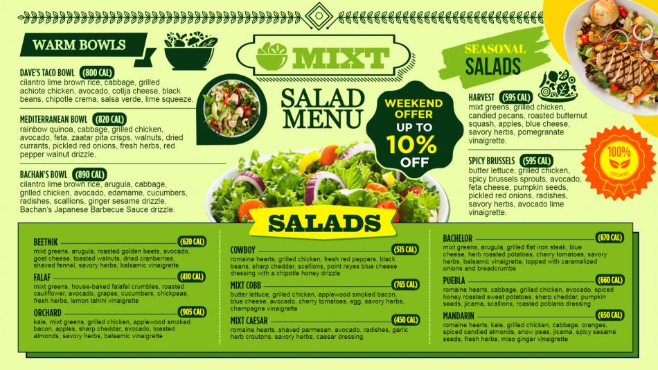 Salad Menu Idea