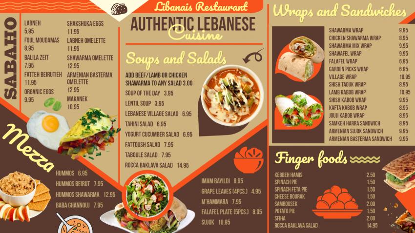 Editable Free Lebanese menu Template