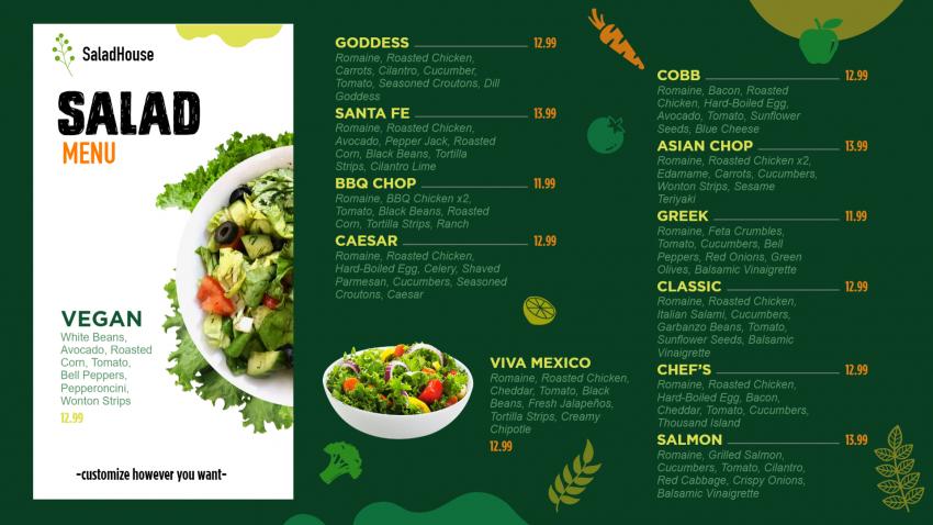 Salad Menu Template Design