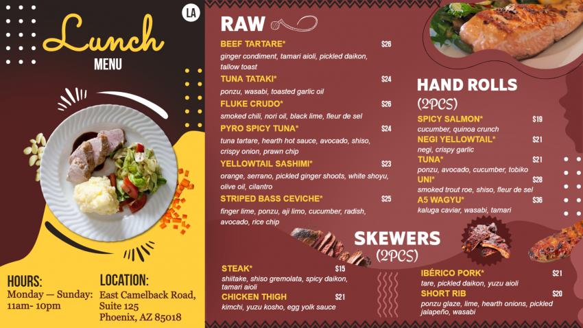 Lunch Menu Board Template