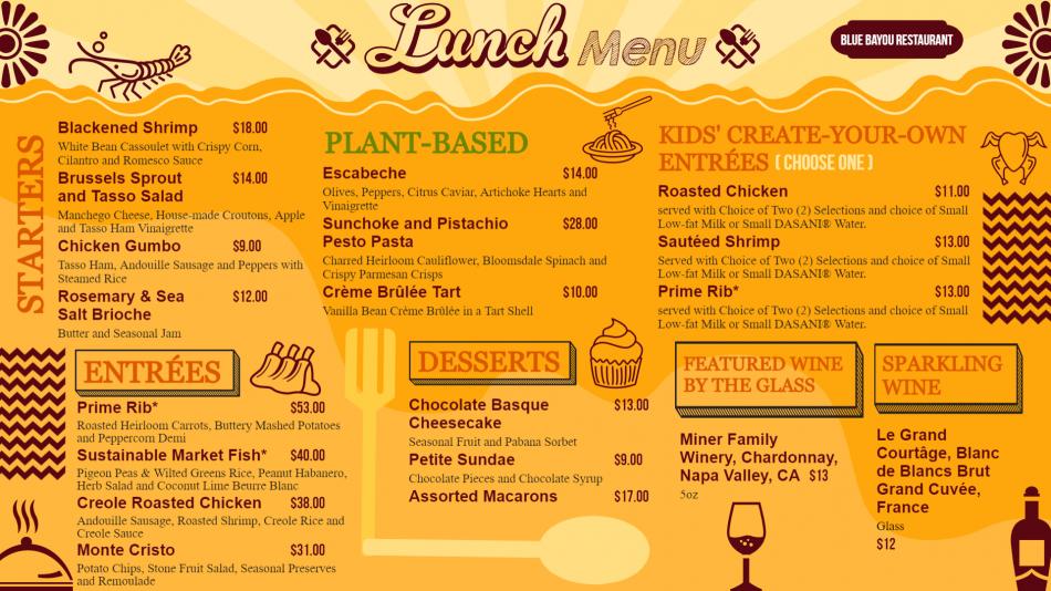 Simple Lunch Menu Board Design