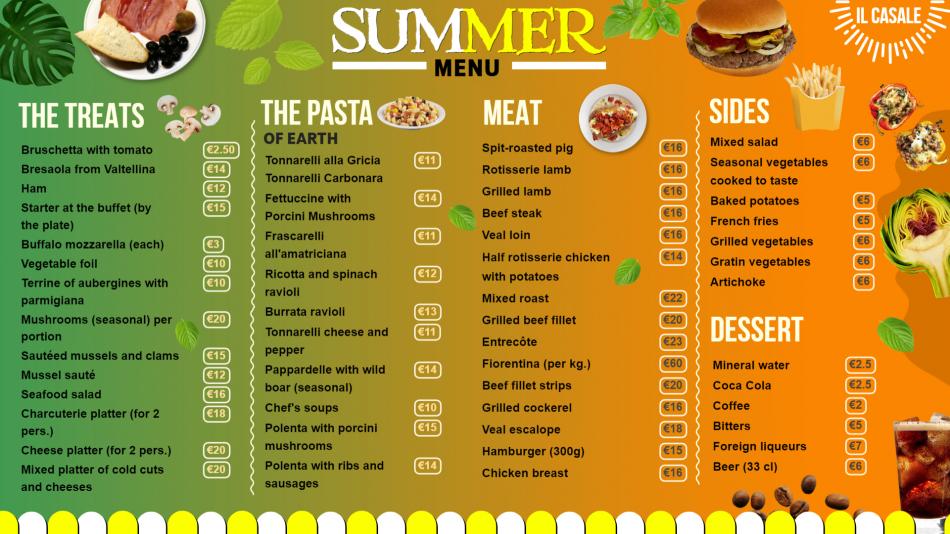 Simple Summer Menu Board Design