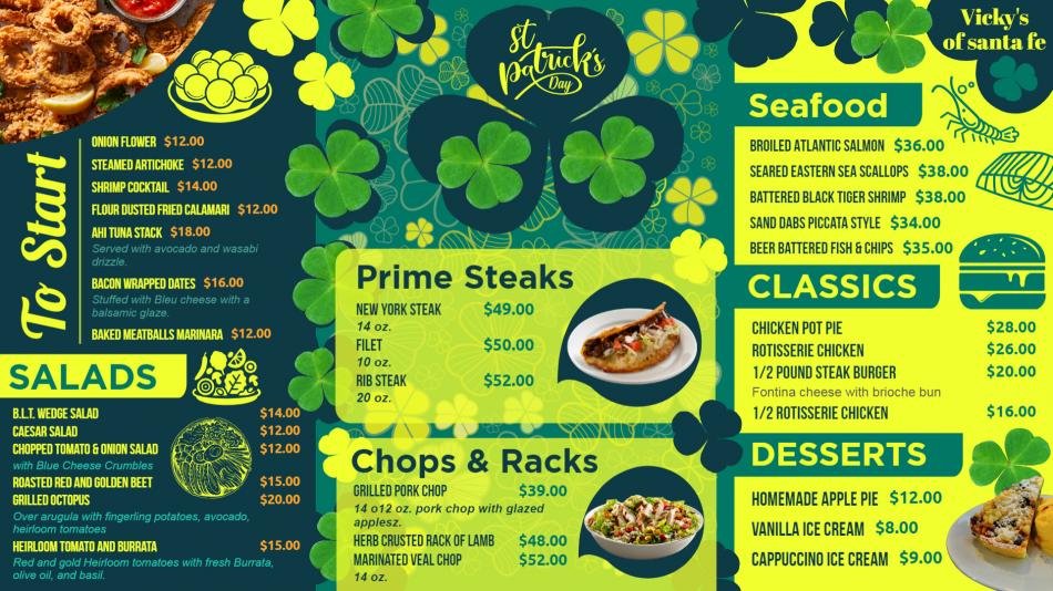 Creative St. Patrick's Day Menu Template