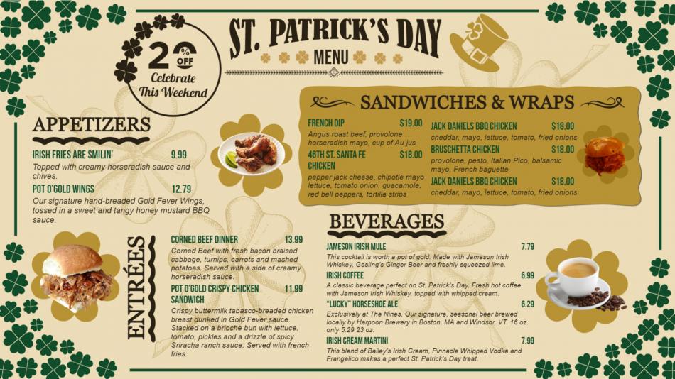 St. Patrick's Day Menu Board Template