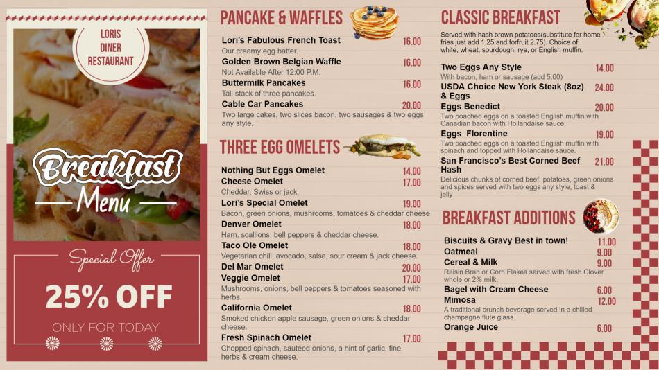 Editable Free Breakfast Menu Template