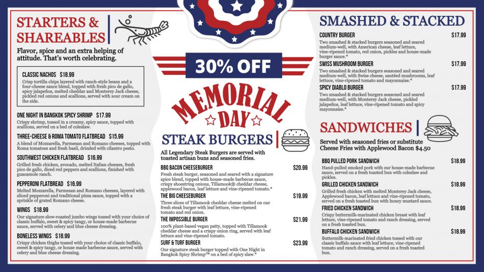 Simple Memorial Day Menu Design