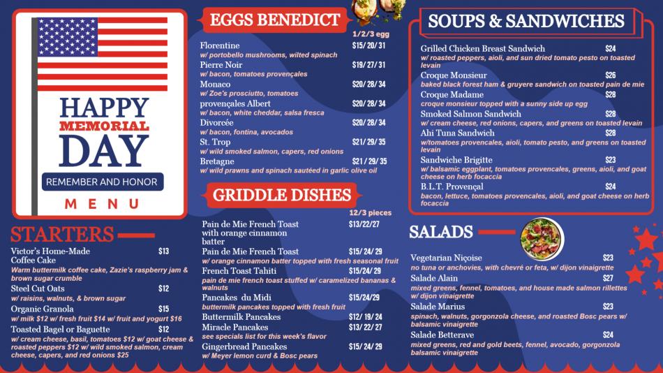 Editable Free Memorial Day Menu Template