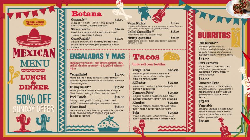 Mexican Menu Board Idea