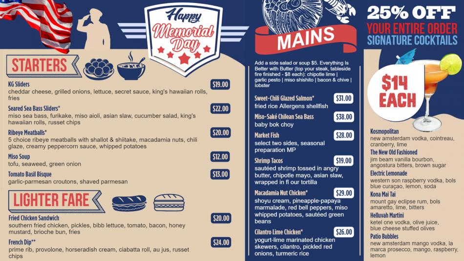 Customizable Memorial Day Menu Template