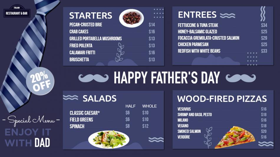 Father's Day Menu Board Creative Design