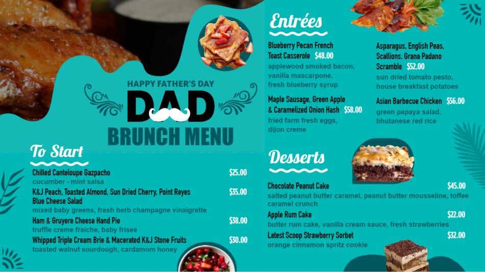 Editable Free Father's Day Menu Design