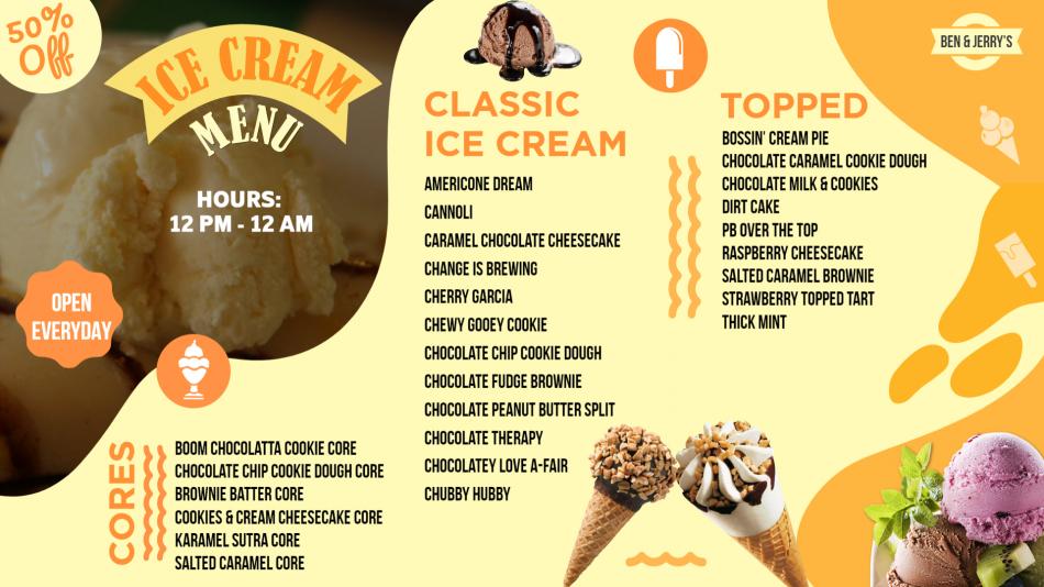 Simple Ice cream menu Board Design