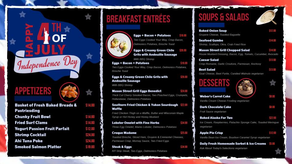 Editable Independence Day Menu Template