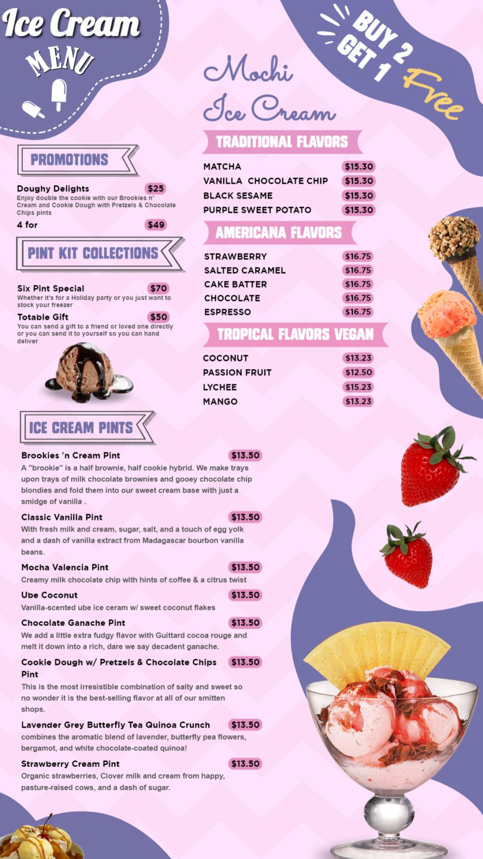 Vertical Ice Cream Menu Design Template