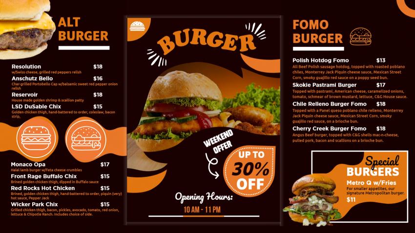 Creative Burger Menu Bord Template