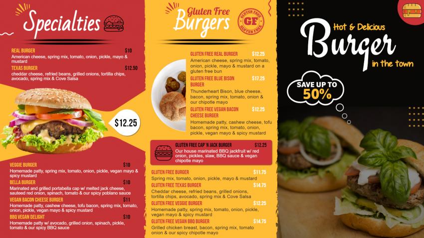 Customizable Burger Menu Bord Design