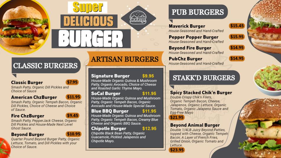 Editable Free Burger Menu Bord Design