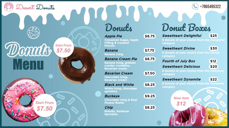 Creative Donuts Menu Design