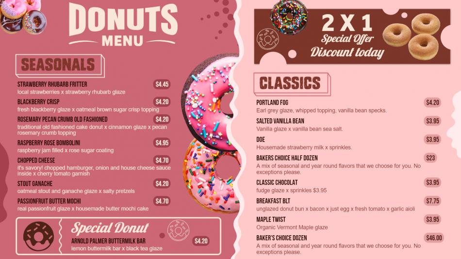 Editable Donuts Menu Template