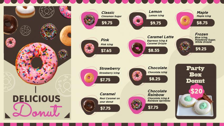 Mordern Donuts menu Board Idea