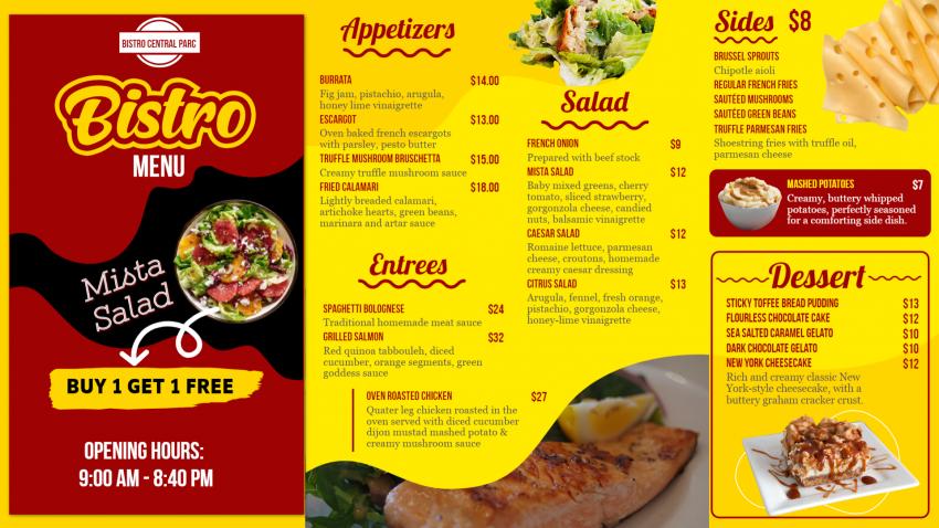 Customizable Bistro Menu Board Design