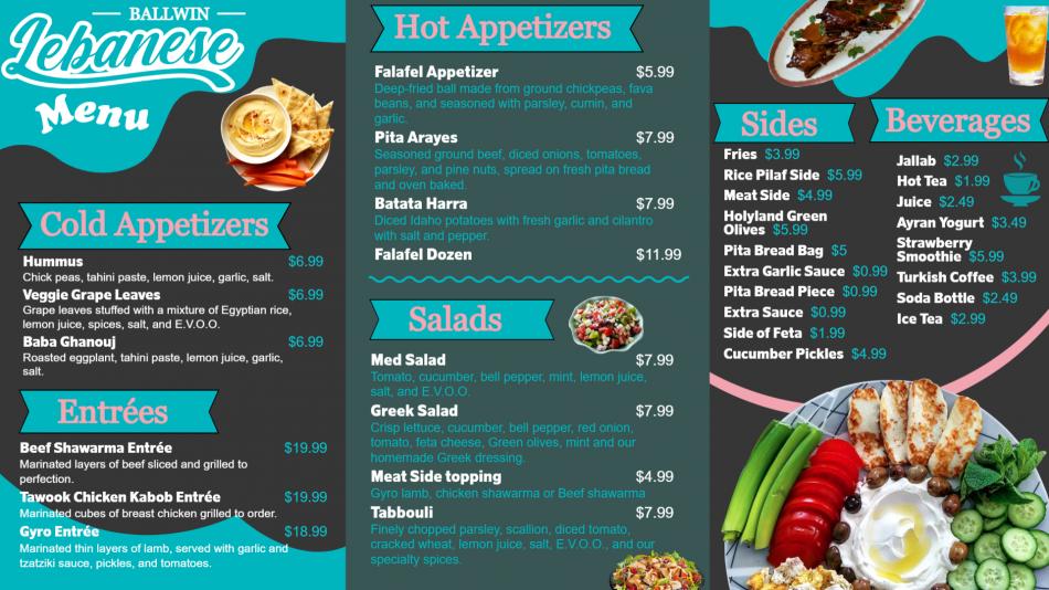 Creative Lebanese Menu Board Design