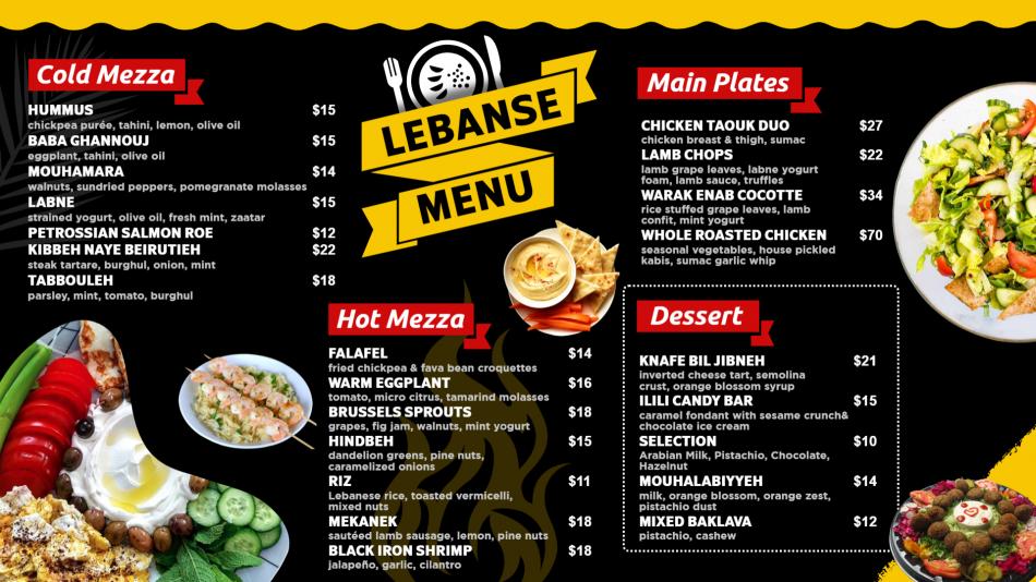 Simple Lebanese Menu Template