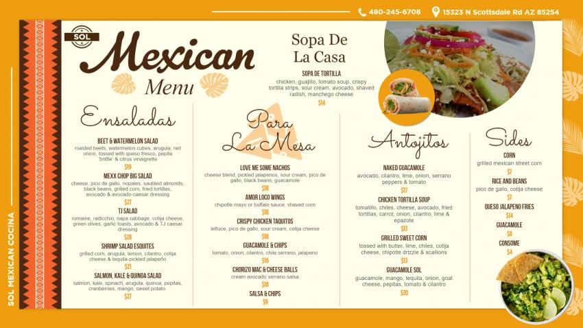 Creative Mexican Menu Template