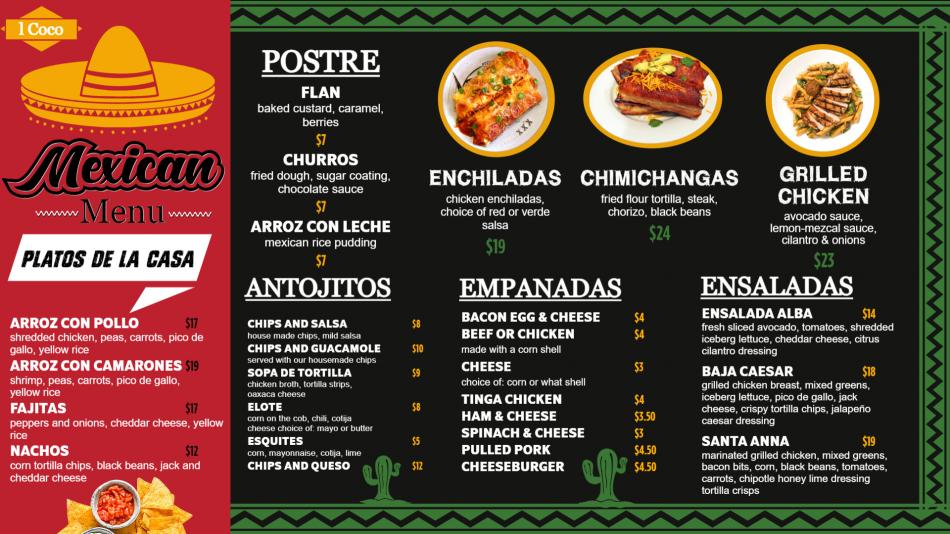 Simple Mexican Menu Board Design