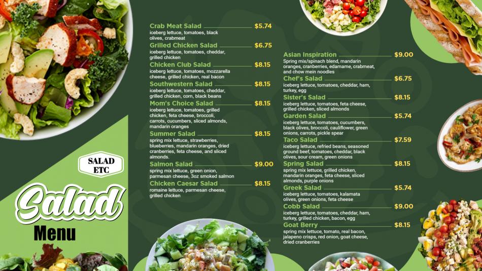 Simple Salad Menu Board Design