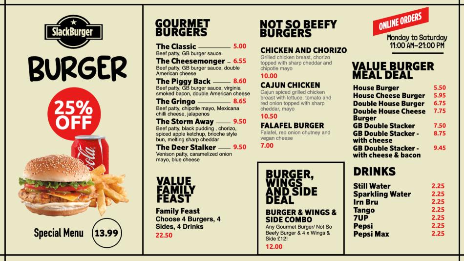 Simple Burger Menu Design